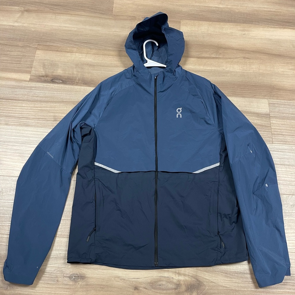 On Cloud Weather Running Jacket Lightweight Hooded Blue Mens Size Medium
